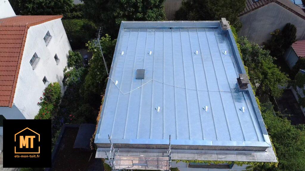 Toiture terrasse en zinc naturel VM Zinc entièrement rénovée après malfaçons à Chaville (92)